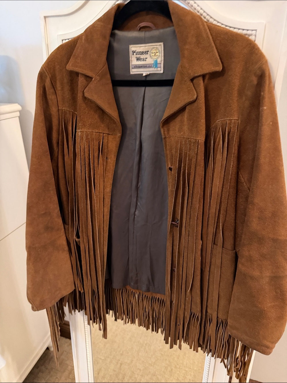 Vintage Pioneer Wear suede fringe jacket